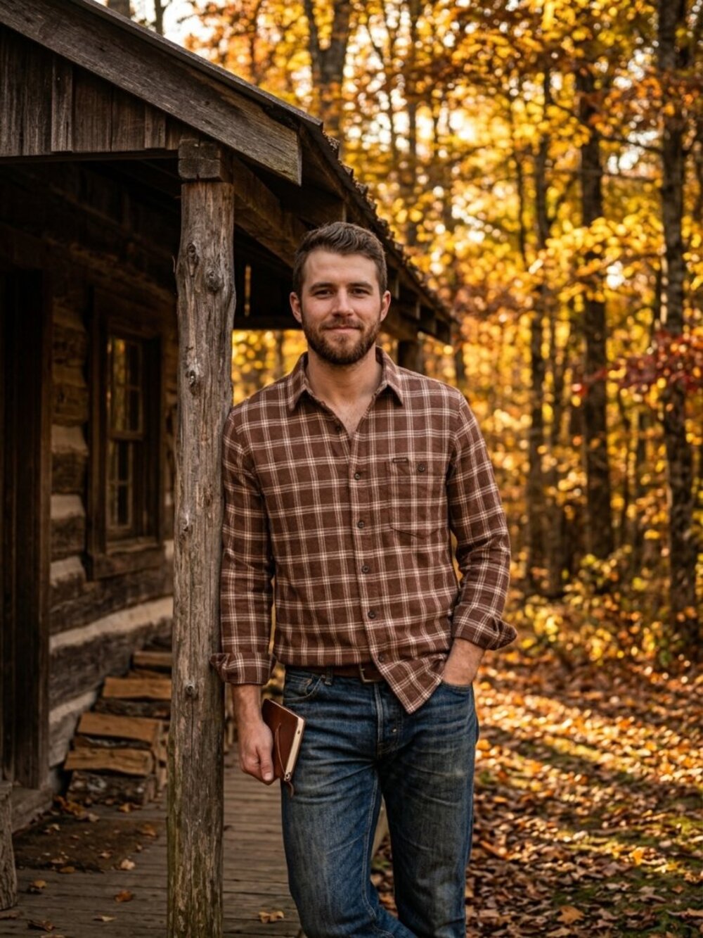 Men's Hawke Co Chocolate Tan Plaid Brushed Flannel Button Down Shirt NWT Size S